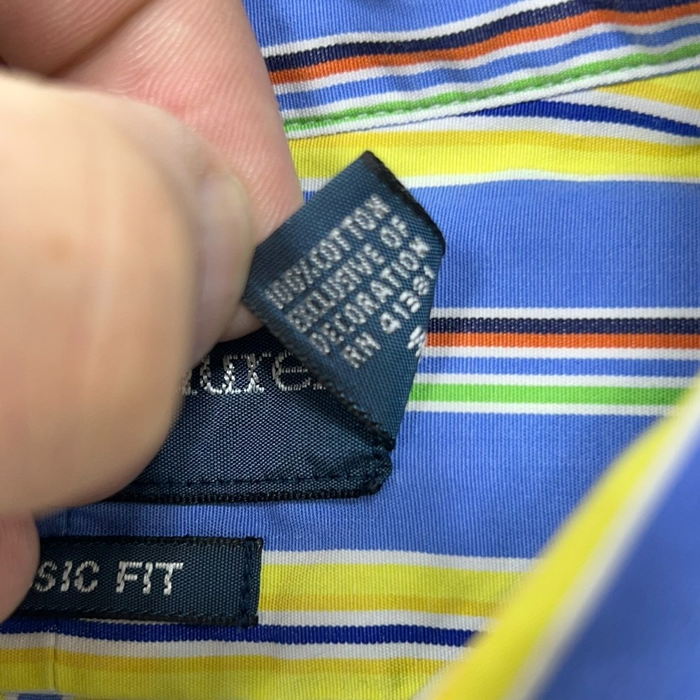 Ralph Lauren Button Down Shirt Men's Large Blue Yellow Striped Long Sleeve - Picture 10 of 13